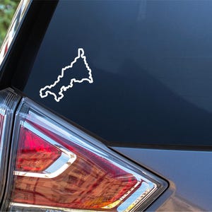 Sticker carte des Cornouailles, sticker voiture contour des Cornouailles, sticker vitrine côte des Cornouailles, sticker vinyle Cornouailles Silhouette camping-car