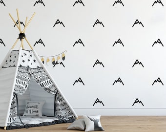 Mountains Wall Decals: Scandi Adventure Nursery Decor (32 Pack)