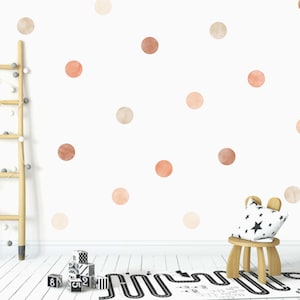 Minimalistyczne naklejki ścienne Ombre Polka Dot w ciepłych odcieniach do pokoju dziecięcego, pokoju dziecięcego, pokoju zabaw, akwarelowe naklejki w kształcie okręgu, spalone pomarańczowe, terakota