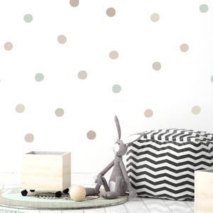 Neutral Polka Dot Wall Stickers, Pack of 90, 2 inches (5 cm), Irregular Shapes, Boho Nursery Wall Decals, Scandinavian Kids Room Decor