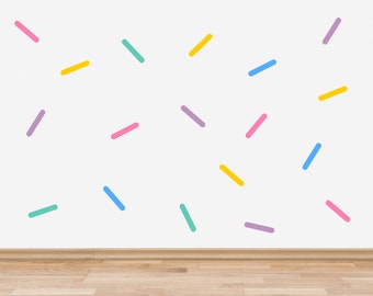 Colourful Sprinkles Wall Decals, Rainbow Sprinkles Wall Stickers, Strips Sprinkle Wall Decals, Sprinkles Room Decor, Confetti Wall Decals