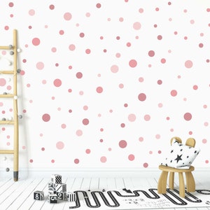 Pack of 160 Pink Polka Dots Nursery Wall Stickers, Pink Shades Baby Room Wall Decals, Playroom Decor, Baby Girl Bedroom Pink Wall Stickers