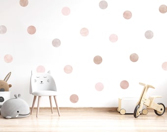Boho Watercolor Polka Dot Wall Stickers: Neutral Earth Tones