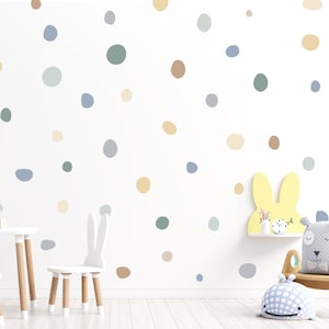 Neutral Polka Dot Wall Decals: Soft Pastel Nursery Decor (150 Pack, 1-3.5 inch