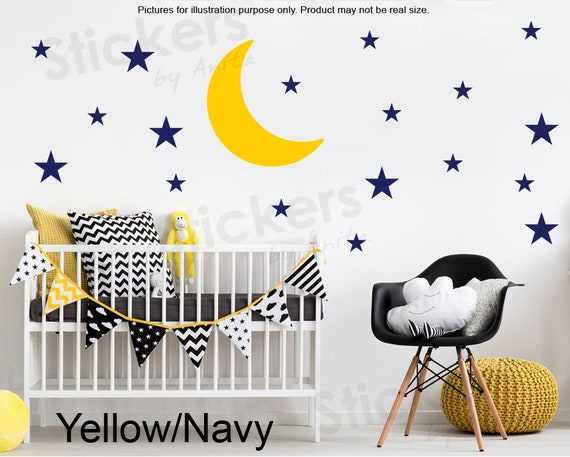 moon and stars decal nursery wall decal moon and stars | etsy