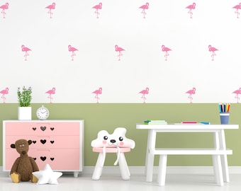 Vinilos decorativos de flamencos para pared, decoración tropical para la habitación infantil, pegatinas para la sala de juegos de los niños.