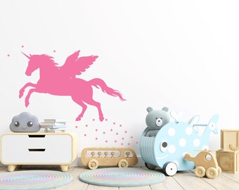 Magical Unicorn Wall Decal with Stars: Girl's Nursery Decor