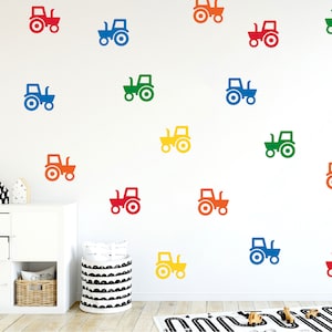 Tractor wall stickers, Farm tractor wall decals, Vehicle nursery wall decor, Boys room decor idea, Farm-themed playroom decor, Kids stickers