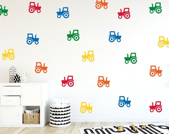 Tractor wall stickers, Farm tractor wall decals, Vehicle nursery wall decor, Boys room decor idea, Farm-themed playroom decor, Kids stickers