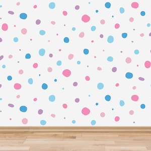 Pack of 150 Hand Drawn Polka Dots Wall Stickers, Irregular Polka Dot Wall Decals, Abstract Nursery Wall Art, Wall Decals for Kids Playroom image 5
