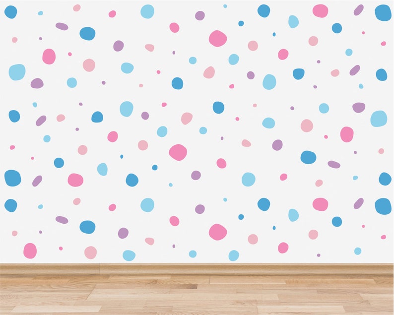 Pack of 150 Hand Drawn Polka Dots Wall Stickers, Irregular Polka Dot Wall Decals, Abstract Nursery Wall Art, Wall Decals for Kids Playroom image 5