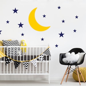 Moon and Stars Nursery Wall Decals: Vinyl Stickers