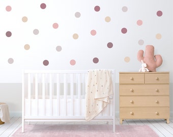 Dusky Pink Polka Dot Wall Stickers: Earth Tones Nursery Decor