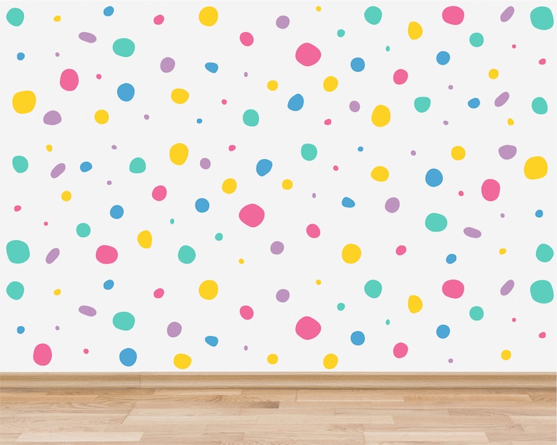 Pack of 150 Hand Drawn Polka Dots Wall Stickers, Irregular Polka Dot Wall Decals, Abstract Nursery Wall Art, Wall Decals for Kids Playroom image 6
