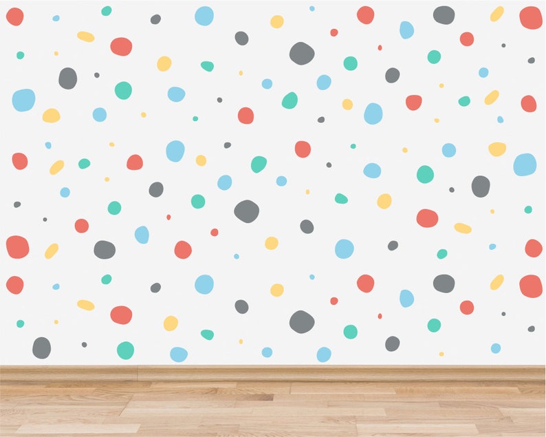 Pack of 150 Hand Drawn Polka Dots Wall Stickers, Irregular Polka Dot Wall Decals, Abstract Nursery Wall Art, Wall Decals for Kids Playroom image 4