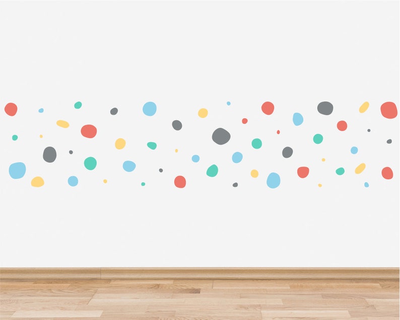 Pack of 150 Hand Drawn Polka Dots Wall Stickers, Irregular Polka Dot Wall Decals, Abstract Nursery Wall Art, Wall Decals for Kids Playroom image 1