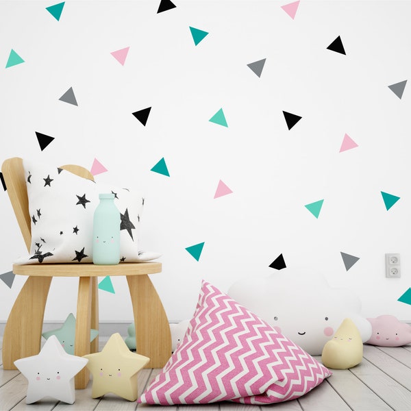 Triangle wall stickers, Geometric wall decals, Kids nursery wall stickers, Modern office wall decor, Nursery wall stickers, Playroom decals