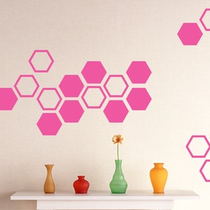 Hexagons vinyl stickers, Combo hexagon wall pattern decals, Honeycomb wall decals, Modern geometric wall decor, Nursery kids stickers