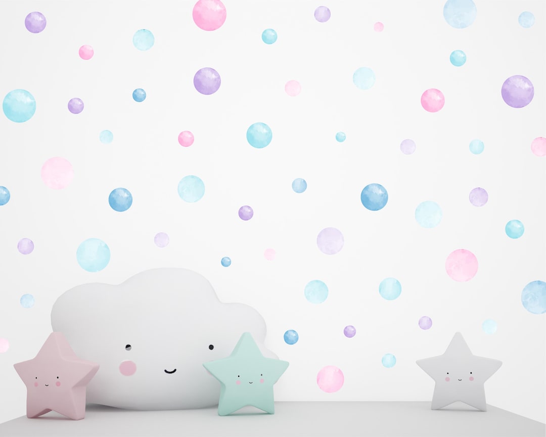 Watercolor Polka Dot Wall Decals: Pastel Nursery Decor (110 Pack) - Etsy