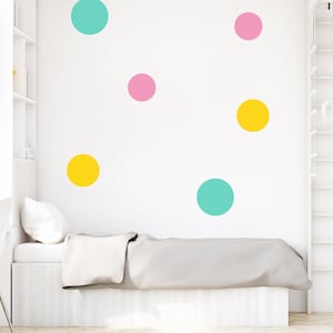 Pack of 6 big circle wall stickers, Giant polka dot wall stickers, Colour block wall decor, Rainbow nursery wall art, Large round decals