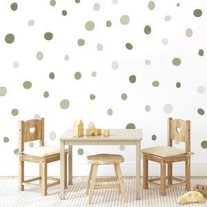 Pack of 150 Irregular Sage Green Polka Dot Wall Stickers for Kids, Whimsical Ombre Wall Decals for Nursery, Bedroom or Playroom, Removable