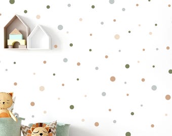 Sage Green and Neutral Polka Dot Wall Stickers, Earth Tones Decor - Etsy