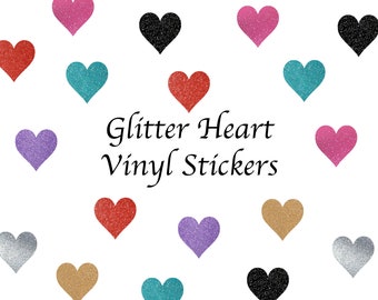 Glitter Heart Vinyl Stickers: Love Decals, Scrapbooking Seals