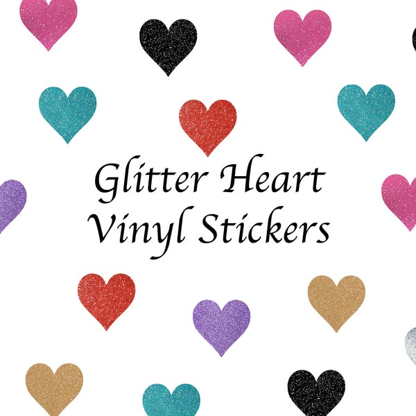 Glitter Heart Vinyl Stickers, Love Heart Wall Decals, Nursery Wall Stickers, Wedding Envelope Seals, Valentine's Day Scrapbooking Stickers