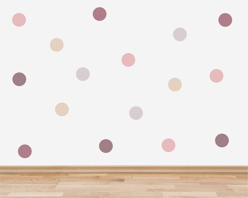 Dusky Pink Polka Dot Wall Stickers Blush Pink Nursery Wall Etsy UK