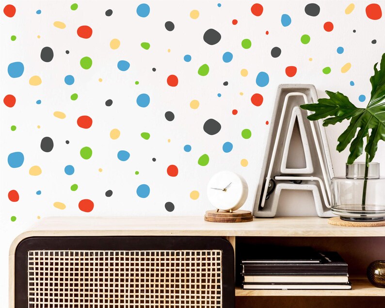 Pack of 150 Hand Drawn Polka Dots Wall Stickers, Irregular Polka Dot Wall Decals, Abstract Nursery Wall Art, Wall Decals for Kids Playroom image 7