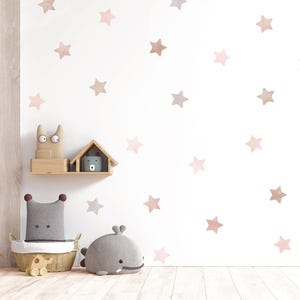 Boho Watercolor Star Wall Decals: Neutral Pink Nursery Decor