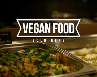 Calcomanía de "Se vende comida vegana aquí": Letrero de restaurante de origen vegetal