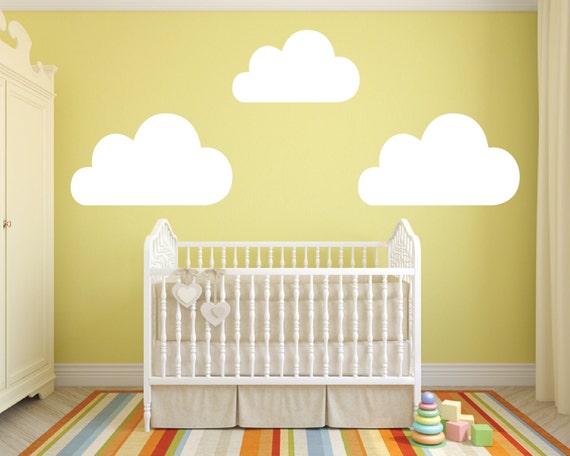 super size clouds wall decals set of 3 floating shelves | etsy