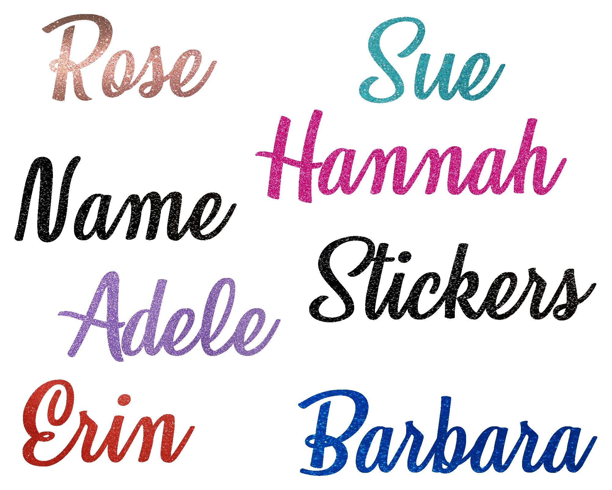 Glitter Name Decals Sparkling Name Stickers Custom Name Etsy UK