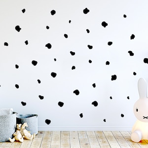 Dalmatian Spots Wall Stickers, Hand Drawn Polka Dot Stickers, Polka Dots Wall Decals, Irregular Dots Wall Art, Scandinavian Nursery Decor