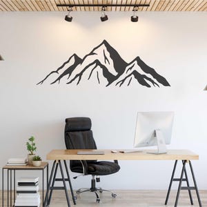 Large Mountain Wall Decal, Mountains Vinyl Sticker, Mountain Landscape Wall Art, Nature Minimalist Art, Mountain Wall Decor