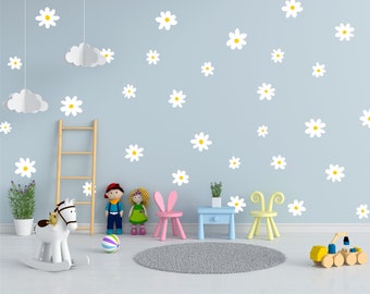 Daisy wall decals, Flower wall stickers, Floral nursery decor, Chamomile flower wall stickers, Kids room wall art, Girl bedroom wall decals