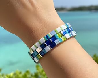 Conjunto de 3 pulseras de cuentas de vidrio Tila - Codi