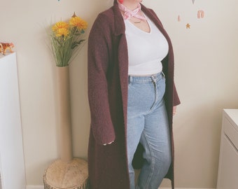 SALE Wine Metallic Cotton Cardigan Sweater