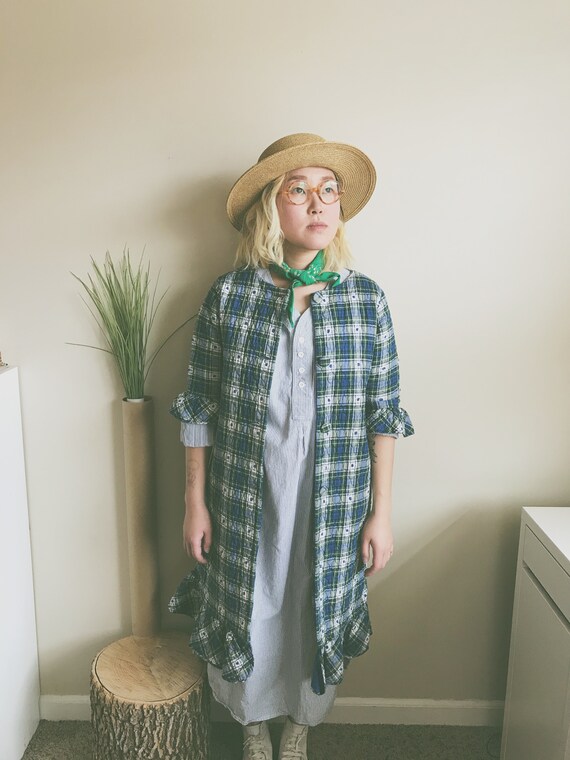 Blue Plaid Quilted Housecoat | Quilted Duster | SM