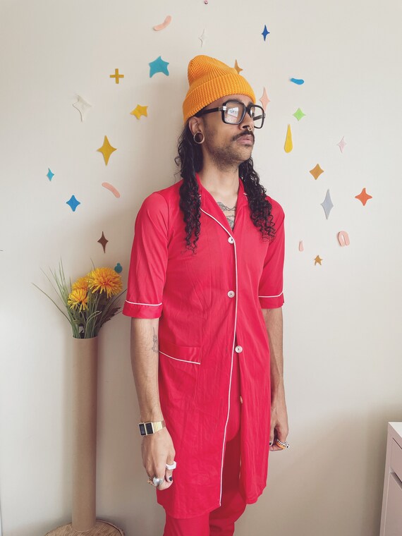 Sheer Red Pajama Set | 70s Valentines Red Pajama S