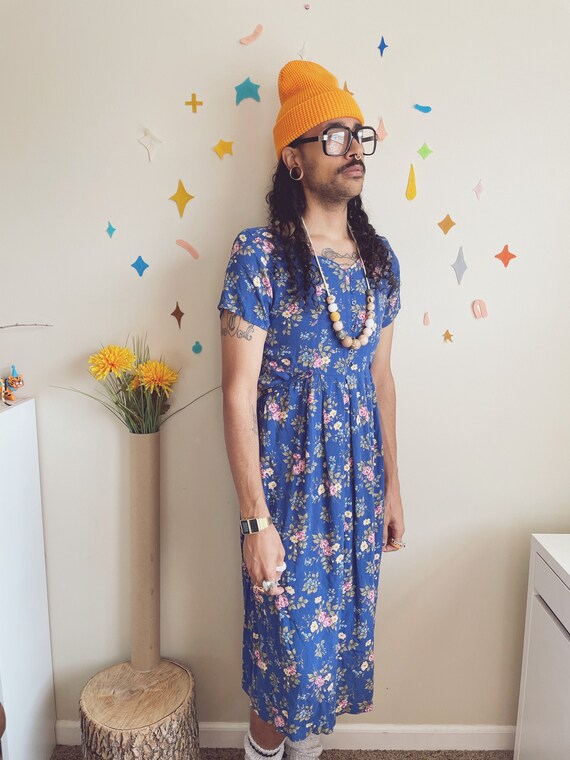 Elio Blue Floral Sun Dress | Blue Artist Floral D