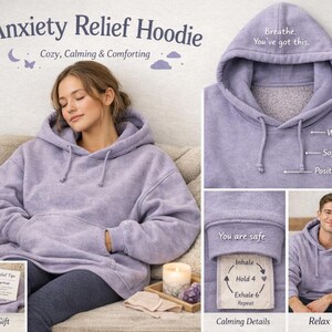 Anxiety Relief Hoodie für Stress & Ruhe | Psychische Gesundheit Self Care Wear | Weiches emotionales Unterstützungs-Geburtstags-Geschenk Bild 3