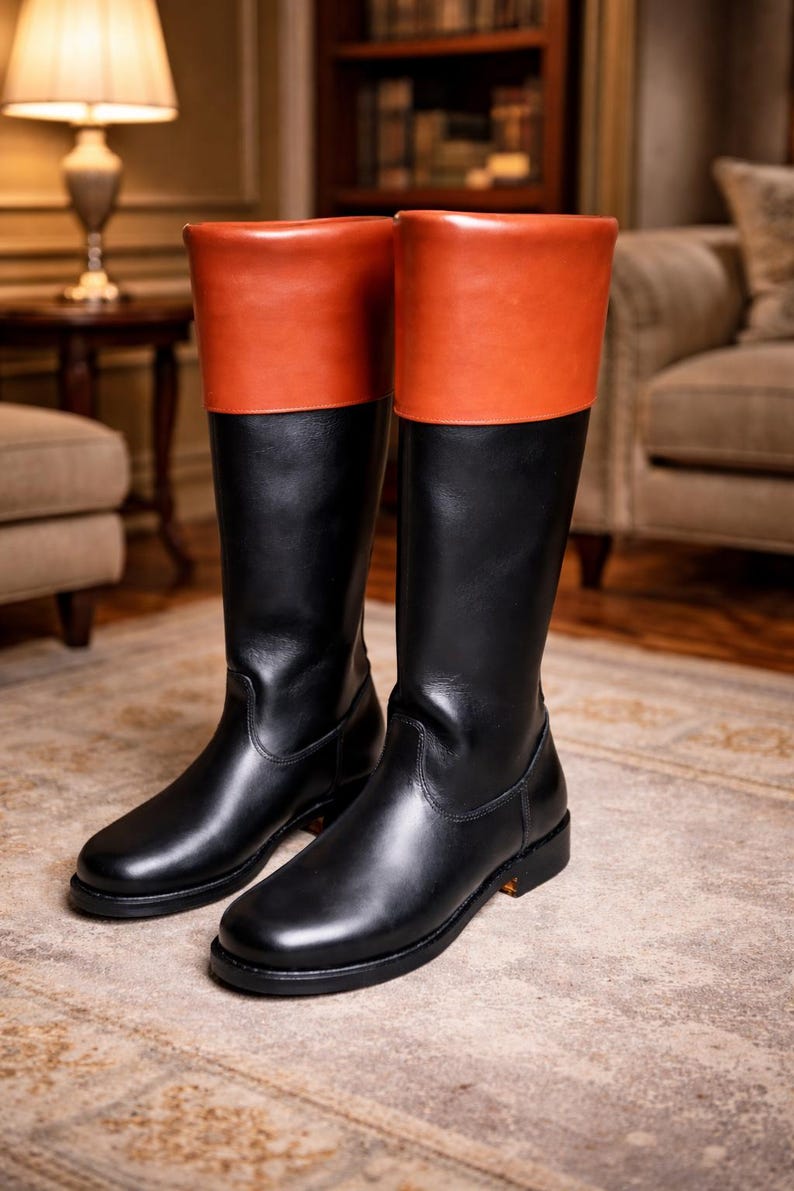 Handmade Colonial Leather Long Boot - Revolutionary War Style Officer ...