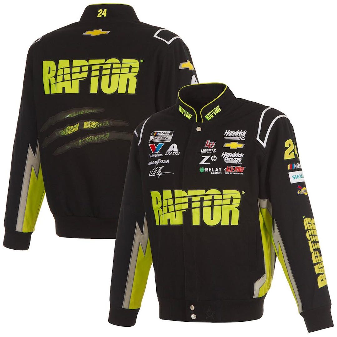Ice Raptor Jacket NASCAR William Byron JH Design Black Raptor Jacket Adult Racing Vintage ...