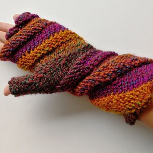 Hand knitted spiral fingerless gloves by Angela Gardner Studio image 3