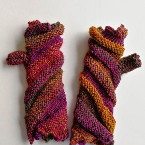 Hand knitted spiral fingerless gloves by Angela Gardner Studio image 4