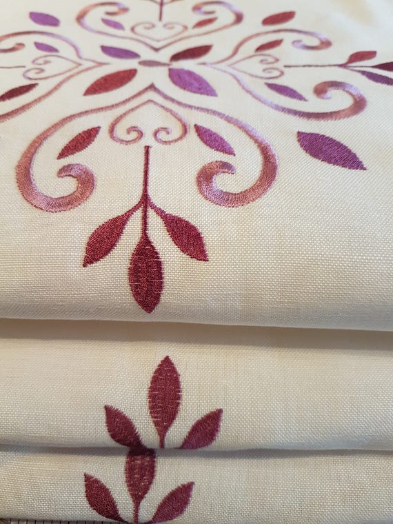 Linen Embroidered Fabric Made To Measure Roman Blinds Or Etsy