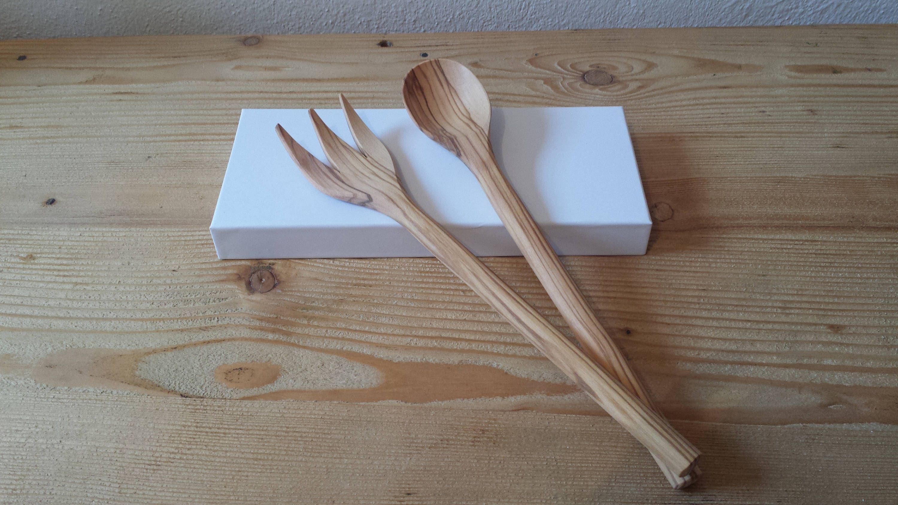 2 PZ LETTINO per insalata cucchiaio da zuppa cucchiaio da insalata in legno posate per insalata