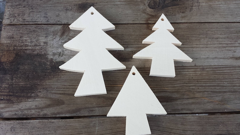 SAGOME FORME di albero di NATALE in legno compensato, con foro per